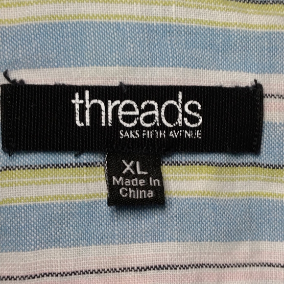 Threads Saks Fifth Avenue striped linen blend size XL - Picture 2 of 7